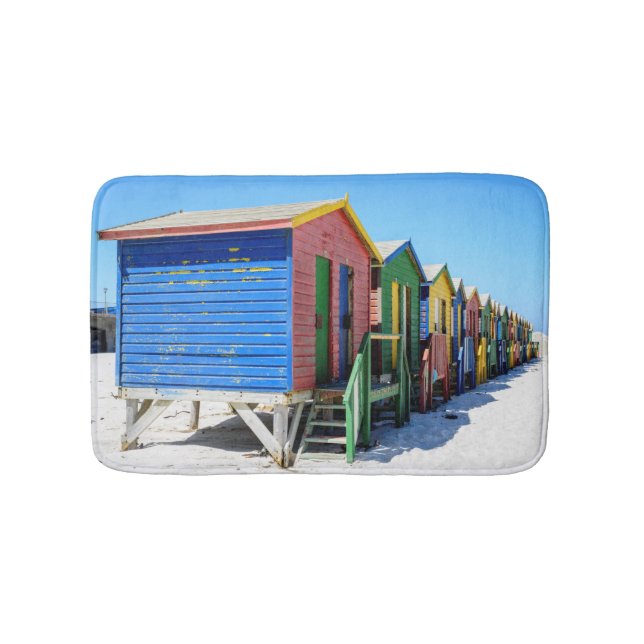 Coloured Beach Huts Bath Mat (Front)