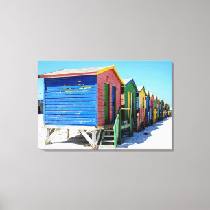 Coloured Beach Huts Canvas Print