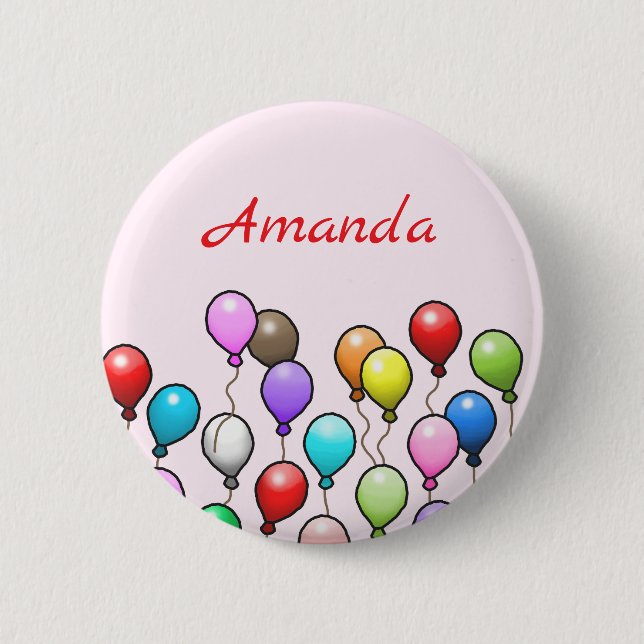 Coloured Birthday Balloons 2 Inch Round Button (Front)