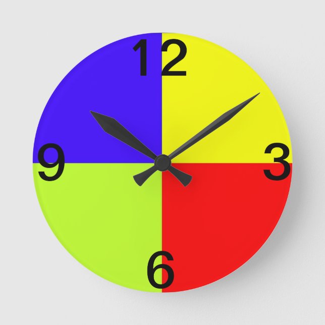 Coloured Block Art Round Clock (Front)