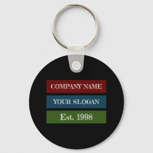 Coloured Block Style Company Name Keychain