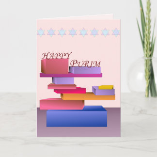Coloured Blocks Happy Purim Card