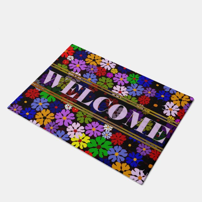 Coloured Blossoms Decorative Door Mat (Angled)