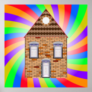 Coloured Brick House Poster