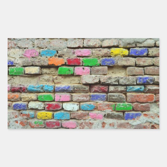 coloured bricks wall grunge texture pattern sticker (Front)