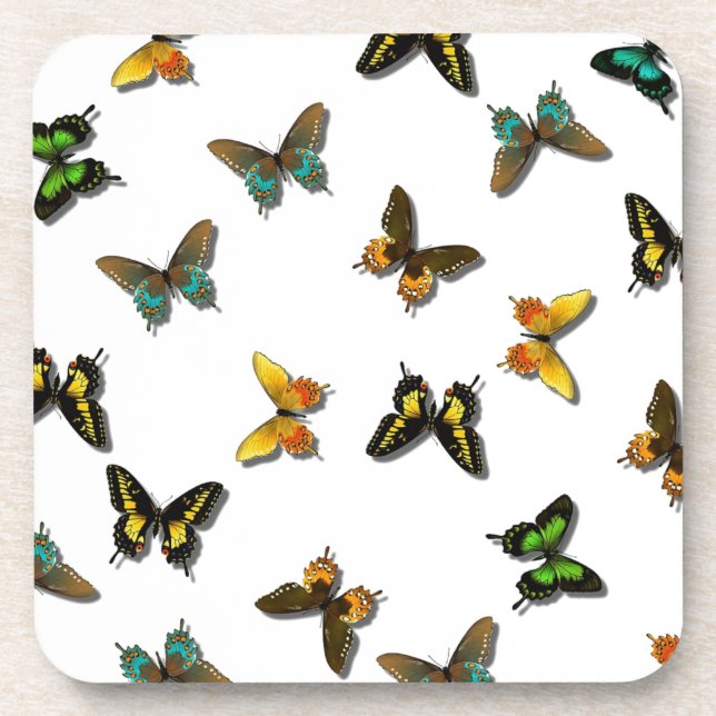 Coloured Butterflies Art Coaster (Front)