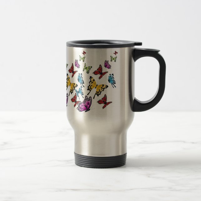Coloured Butterflies Spring Travel Mug (Right)