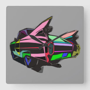 Coloured cadillac square wall clock