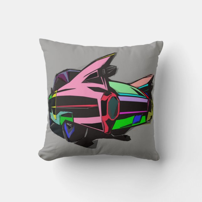 Coloured cadillac throw pillow (Front)