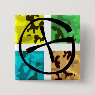 Coloured Camo Geocaching Logo 2 Inch Square Button
