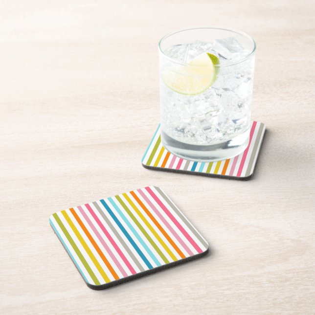 Coloured Candy Stripes Coaster (Right Side)