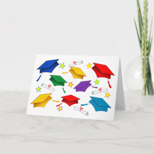 Coloured Caps - Graduation Paper Greeting Card