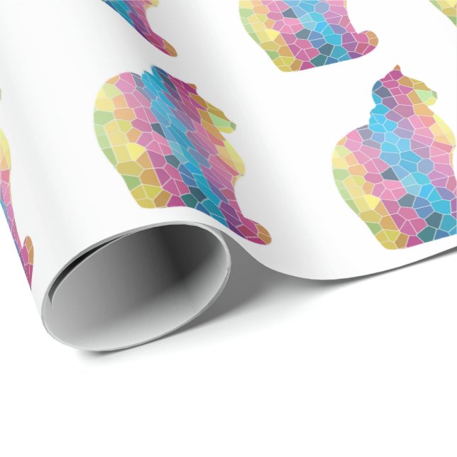 Coloured Cat Wrapping Paper (Roll Corner)