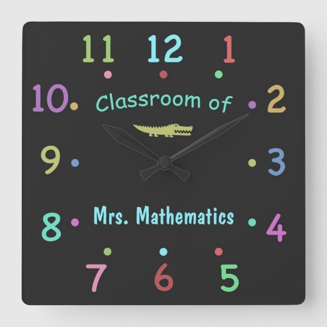 Coloured Chalk Custom Teacher Clock (Front)