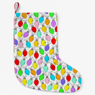Coloured Christmas Lights On White Small Christmas Stocking