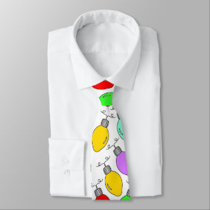 Coloured Christmas Lights On White Tie