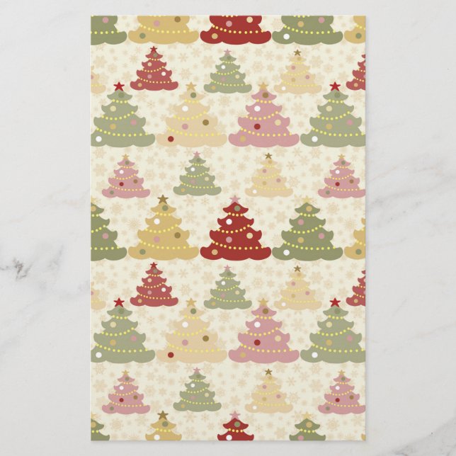 Coloured Christmas tree Stationery (Front)