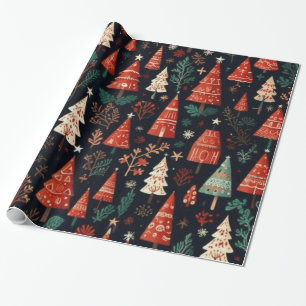 Coloured Christmas trees Wrapping Paper