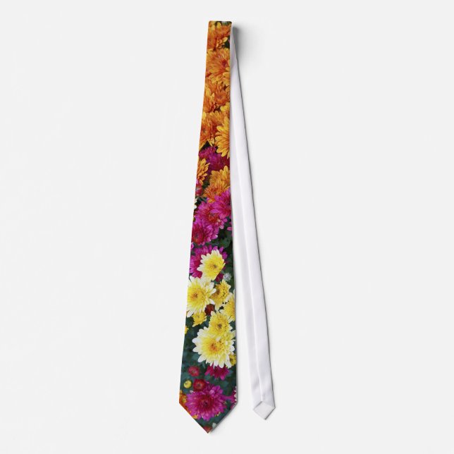 Coloured Chrysanthemum X Morifolium Flowers Tie (Front)