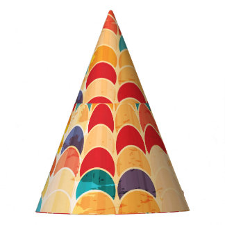 Coloured Circle: Grunge Seamless Pattern. Party Hat