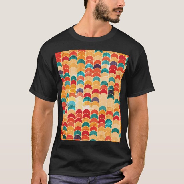 Coloured Circle: Grunge Seamless Pattern. T-Shirt (Front)
