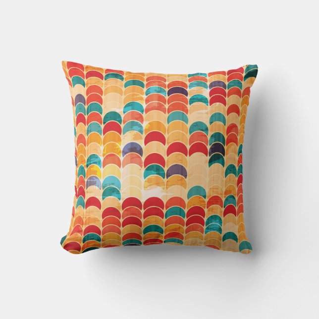 Coloured Circle: Grunge Seamless Pattern. Throw Pillow (Front)
