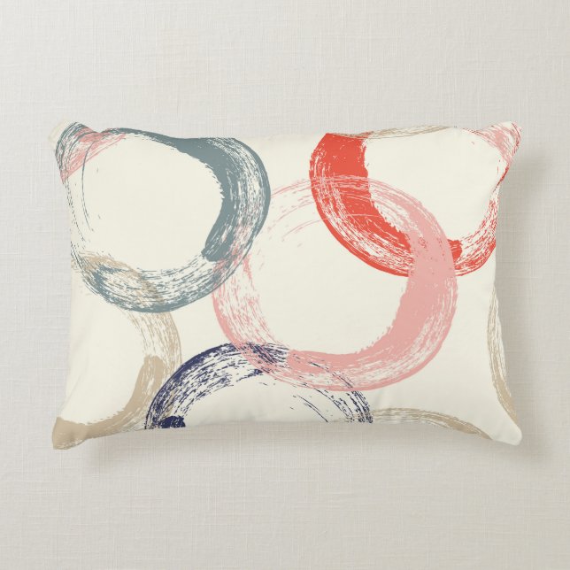 Coloured Circles Brush Texture Pattern Accent Pillow (Front)
