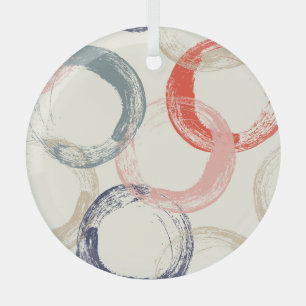 Coloured Circles Brush Texture Pattern Glass Ornament