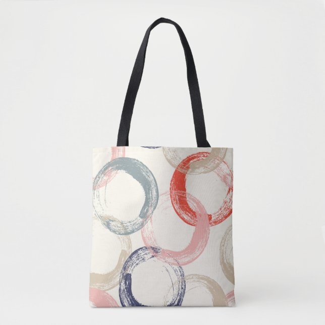 Coloured Circles Brush Texture Pattern Tote Bag (Front)