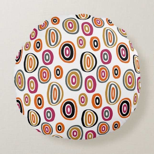  coloured circles, geometric abstract art  round pillow (Front)