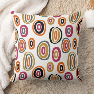 coloured circles, geometric abstract art throw pillow