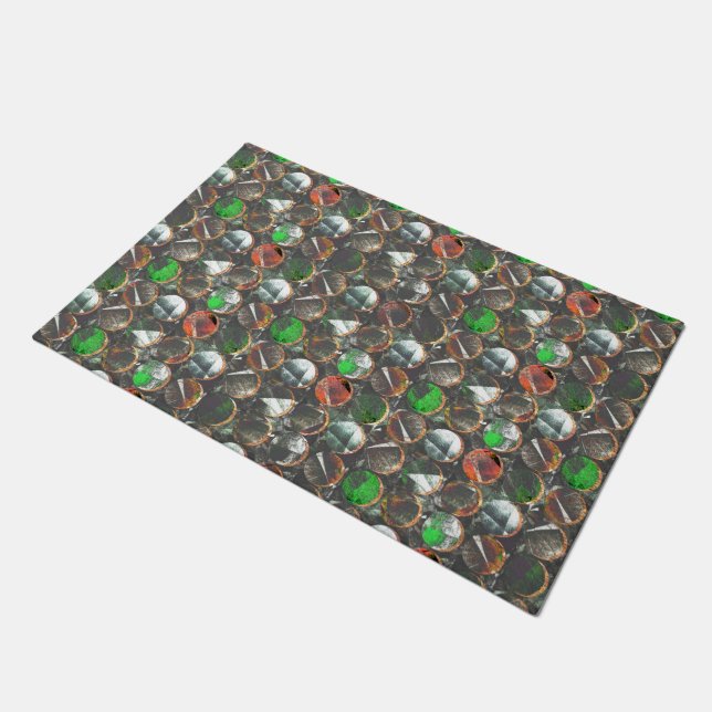 Coloured circles of dark texture doormat (Angled)