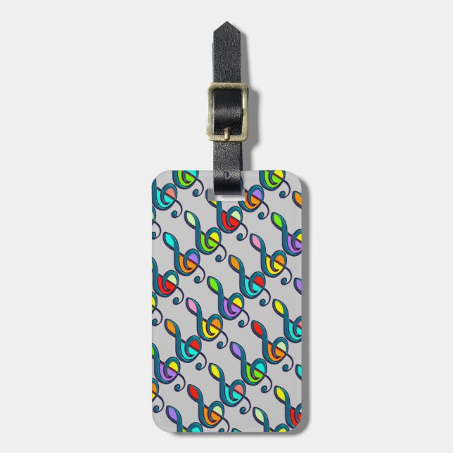 coloured clave music notes pattern luggage tag (Front Vertical)