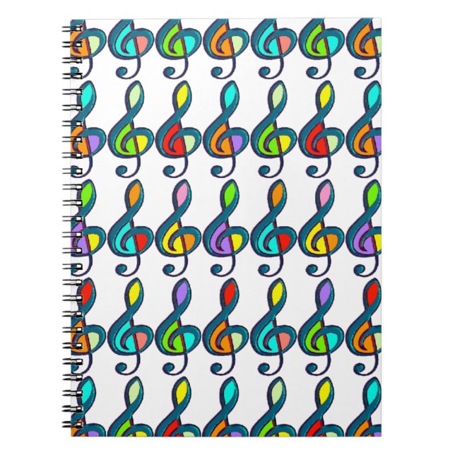 coloured clave music notes pattern notebook (Front)