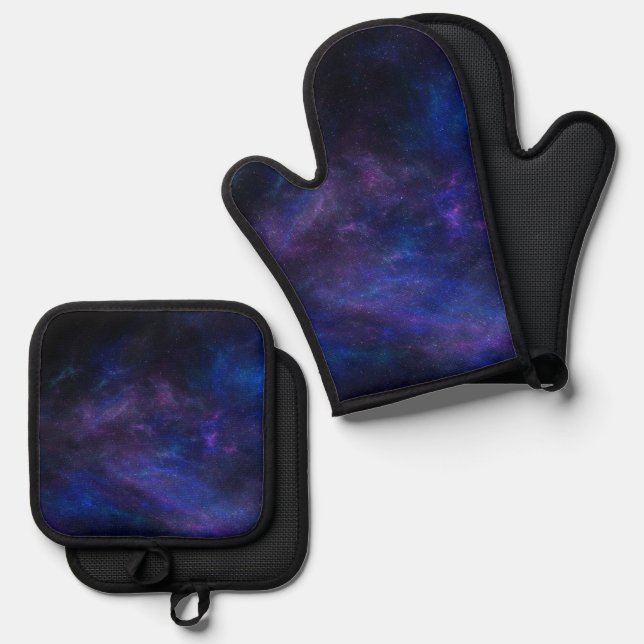 Coloured Cosmos Background Oven Mitt & Pot Holder Set (Front/Back)