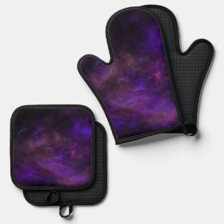 Coloured Cosmos Background Oven Mitt & Pot Holder Set