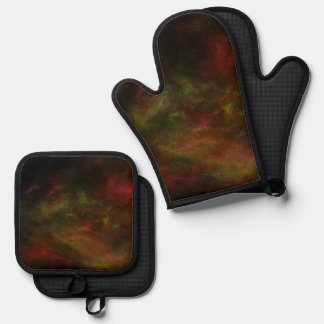 Coloured Cosmos Background Oven Mitt & Pot Holder Set