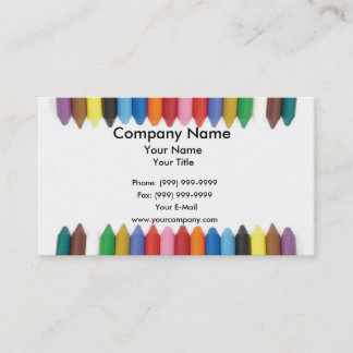Coloured crayons border business card