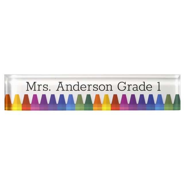 Coloured Crayons Personalize Desk Name Plate (Front)
