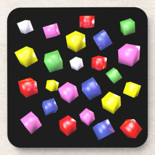 Coloured cubes 3d rendered coaster