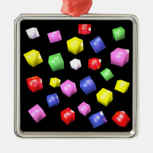 Coloured cubes 3d rendered metal ornament