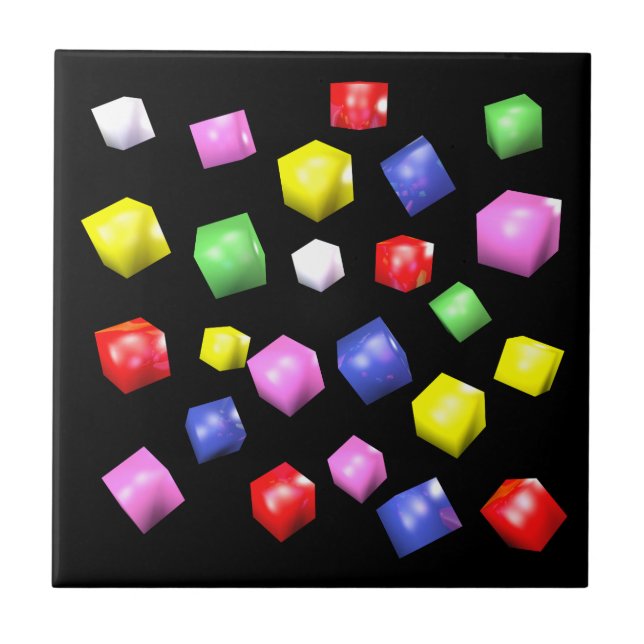 Coloured cubes 3d rendered tile (Front)