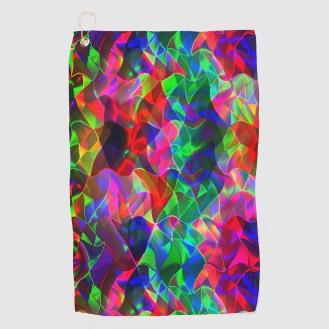 Coloured curved triangles or colourful ripples. golf towel (Front)