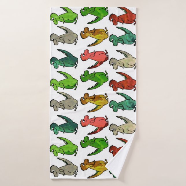 Coloured Dinosaurs Bath Towel (Bath Towel)