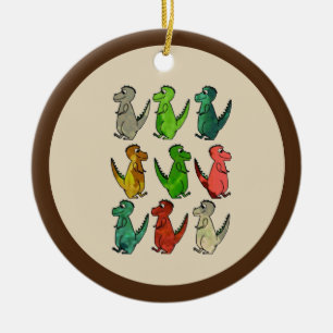 Coloured Dinosaurs Ceramic Ornament