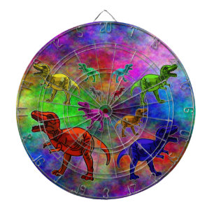 Coloured Dinosaurs on Pastel Background Dartboard