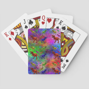Coloured Dinosaurs playing Cards