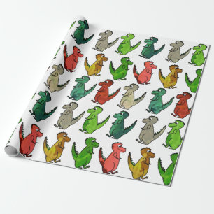 Coloured Dinosaurs Wrapping Paper