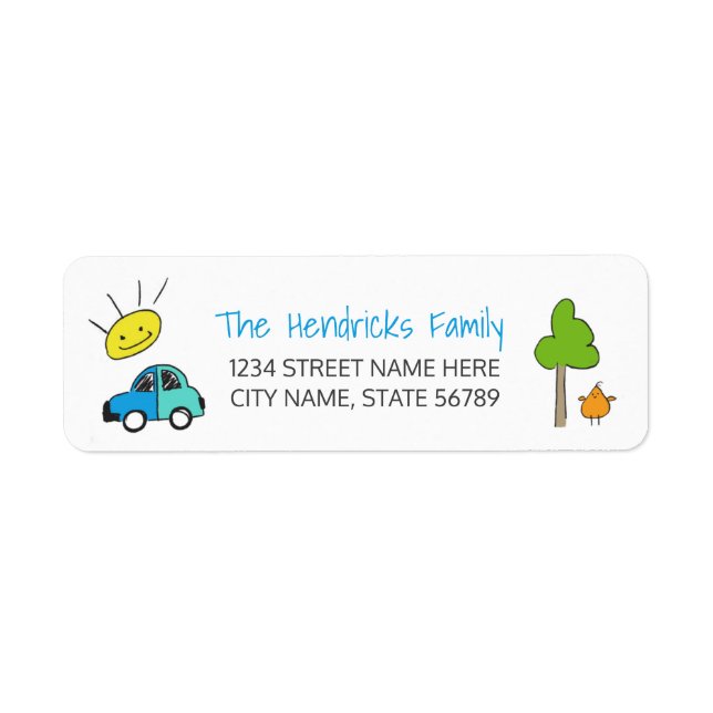 Coloured Doodles Address Labels / Car (Front)