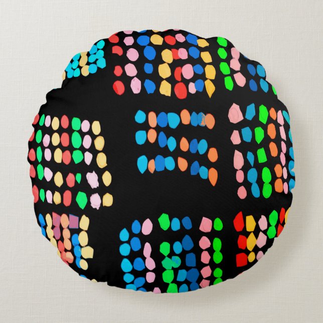 Coloured dots round pillow (Front)